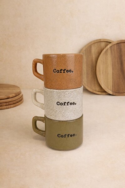 tutku home 3'lü Kupa Bardak, Cofee (300 Ml)