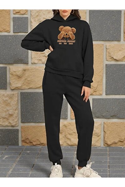 AZIZI TEKSTIL Team Cute Teddy Bear Fashionable Print Design Trendy Hooded Swe...