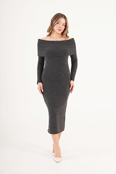 Hipo Trend فستان ميجا مادونا ياكا أنثراسايت تريكو