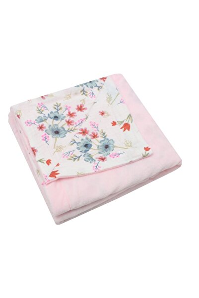 PRICHINDEL Pink Velvet Blanket with Muslin Reverse, 80x100cm