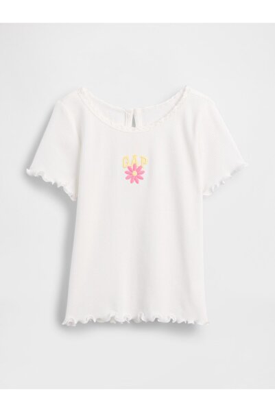 GAP Kız Bebek Beyaz Embroidered Logo T-Shirt