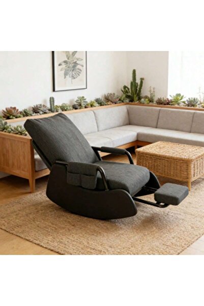Mtanvxay Living Room Chair High-Back Padded Rocking Chair with Footrest Side ...