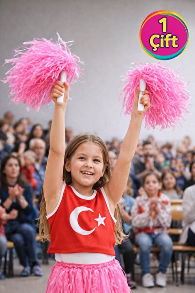 TOYFEST PonPon Mat Pink Cheerleader Stick Издръжливи и леки помпони за аплоди...