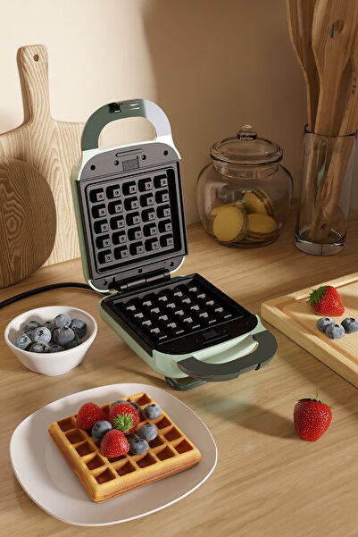 ozbience Çıkarılabilir Yapışmaz Plakalı Tost ve Waffle Makinesi, 5 Ayrı Plakayla
