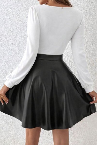 StilVibe Rochie de damă din piele cu fustă