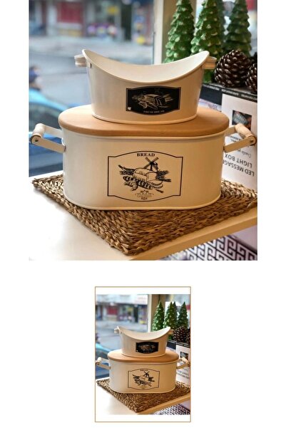 ozbience Metal Ferforje Ahşap Kapaklı Ekmek Kesme Tahtası Beyaz, Şık ve Dayan...