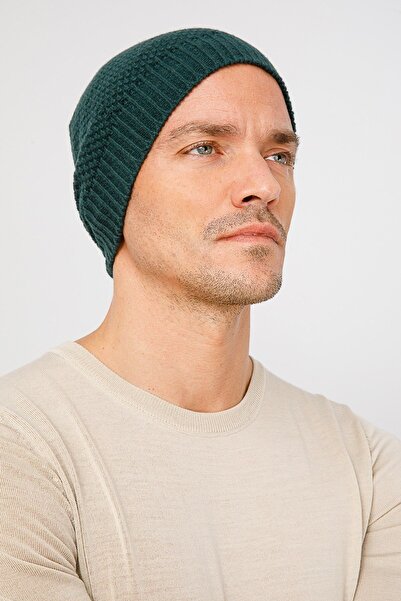 Desen Triko Унісекс вовняна шапка 22542 Зелена