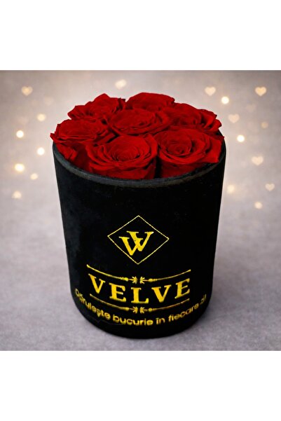 velve Αιώνια τριαντάφυλλα σε κυκλικό κουτί, κόκκινα