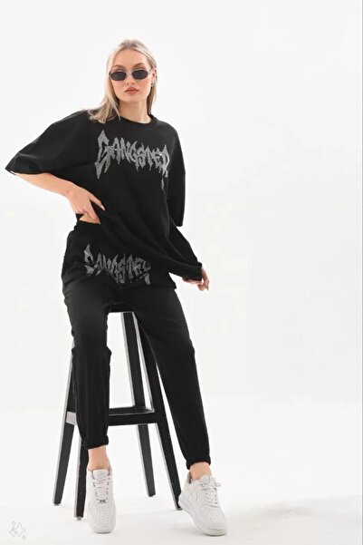 Hiccup Janes Oversize Round Neck Printed Sportswear Set