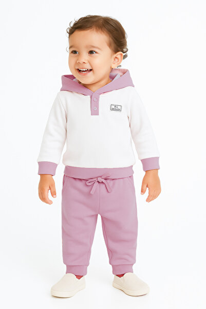Lilo Co Baby Hooded Sweatshirt & Pants Set – Pink/White