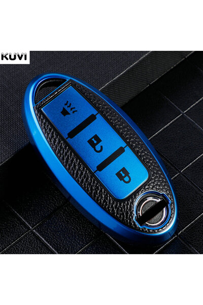 Choice9 غطاء حماية لمفاتيح السيارة من جلد الأزرق TPU لسيارات نيسان قاشقاي، إك...