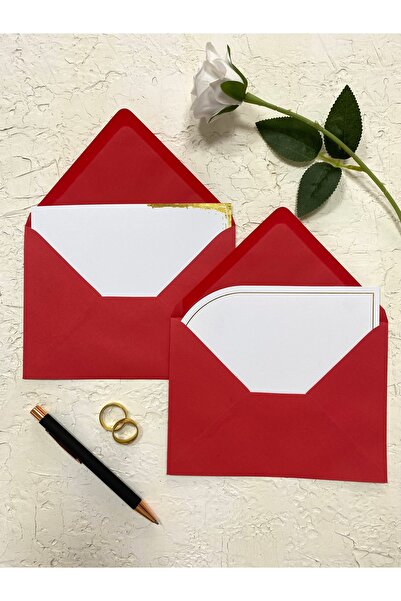 Argese Matbaa Kırmızı Zarflı Not Kartı, 13x18cm Boyutunda, 4 Adet