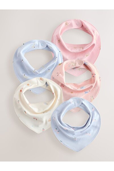 Next Baby 100% Cotton Pastel Floral Pattern 5-Piece Bib Set