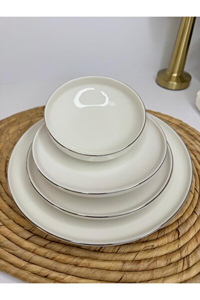 Tulü Porselen TULU PORSELEN 24 PARÇA PREMIUM 6 KİŞİLİK PLATİN SUNUM YEMEK TAKIMI