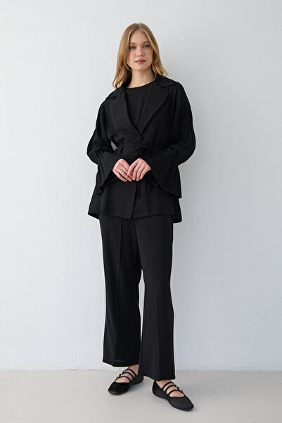 Melike Tatar Pleated Sleeve Suit 32-2614