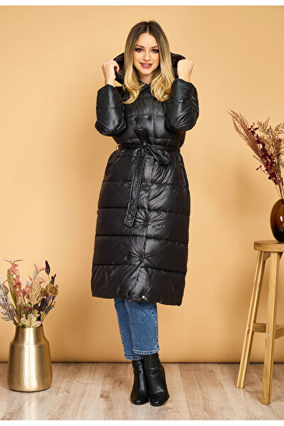 OEM Long fleece jacket, Irma, with hood, pockets and drawstring at the waist