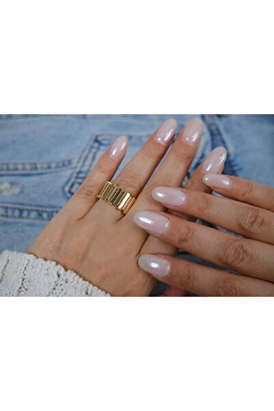 ATELİER TUĞBA خاتم YZK206 ذهبي اللون متعدد الصفوف قابل للتعديل