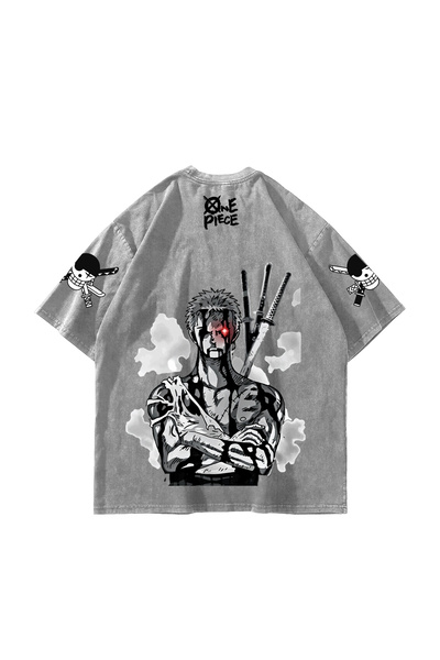 Sekizbiraltı Roronoa Zoro Printed Oversize Unisex Washable White Tshirt