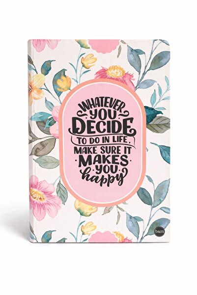 Bam Hard Cover Flower Patterned Notebook with Elastic Band – Unlined 160 Page...
