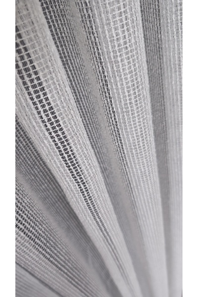 Yuka Γκρι λινή τούλινη κουρτίνα με υφή πλισέ 1/3, δεν τσαλακώνει, δεν χρειάζε...