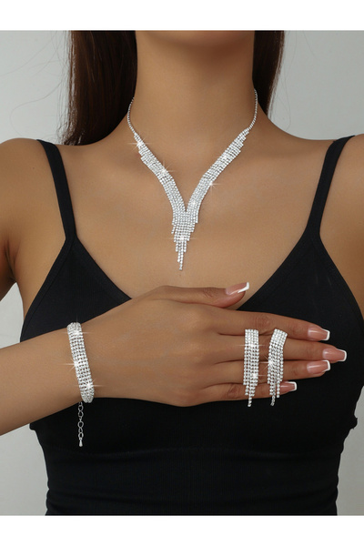 Take Two By Styli 3-Piece Embellished Necklace, Bracelet And Earrings Jewelry...