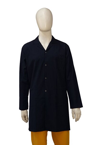 safaforma Men's Classic Collar Navy Blue Color Long Sleeve Work Apron