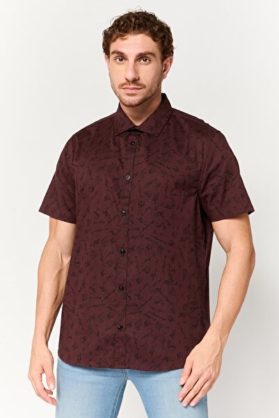 Karl Lagerfeld Men Regular Fit Allover Print Short Sleeve Casual Shirt, Dark ...