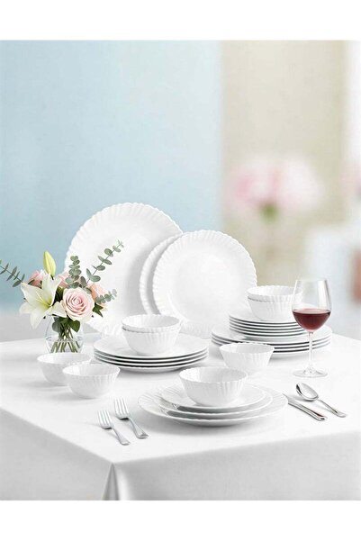 La Opala طقم عشاء مكون من 20 قطعة | طقم أواني طعام من زجاج أوبال فاخر | طقم أ...