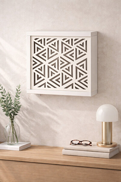 AsperaWood Modern Dekoratif Wi-Fi Modem ve Sigorta Kutusu Gizleyici – Kolay M...