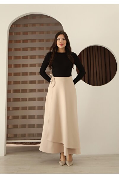 MODAELA Yandan Bağlamalı Puf Scuba Etek