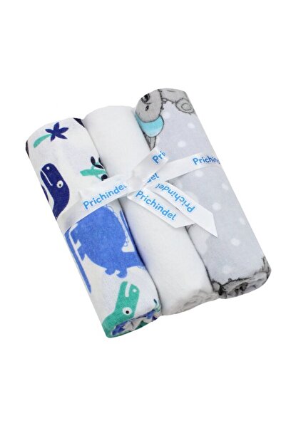 PRICHINDEL Set de 3 scutece, flanel de bumbac, Dinozaur și It's boy, 80x70cm,...