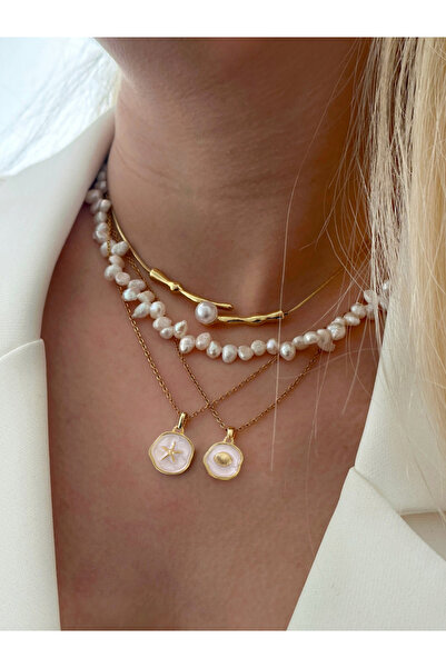 Take Two By Styli عبوة من 4 قطع - قلادة من الخرز الأبيض المصنوع من اللؤلؤ الص...