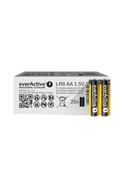 everActive Set de 40 de baterii alcaline industriale LR6 AA 1.5V 2700mAh