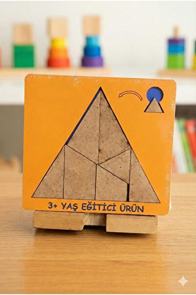TOMBİ-X Eğitici Ahşap Geometri Oyunu – Çocuklar İçin Tangram Seti Üçgen Puzzle