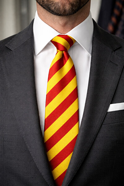 HER ŞEY NOTA www.herseynota.com Cravată pentru bărbați, țesută, cu dungi galb...