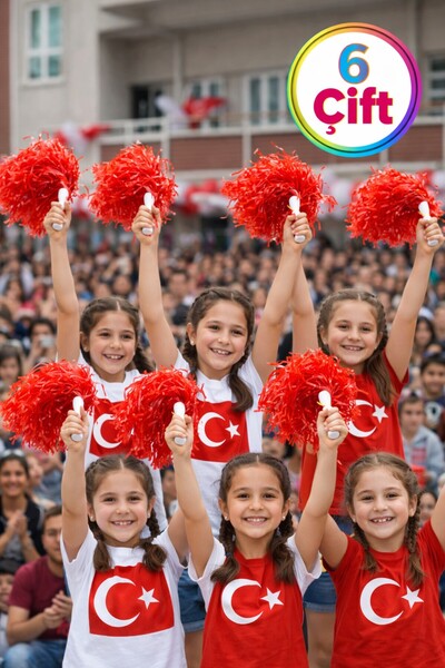 TOYFEST Ponpon Matte Red Cheerleading Pompoms with Sticks Durable Lightweight...