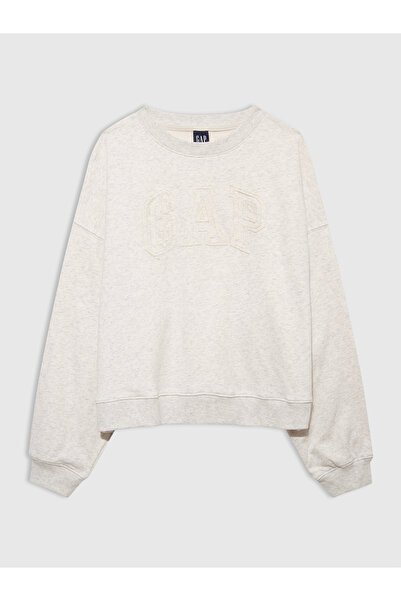 GAP Kadın Gri Fransız Havlu Kumaş Logo Wedge Sweatshirt