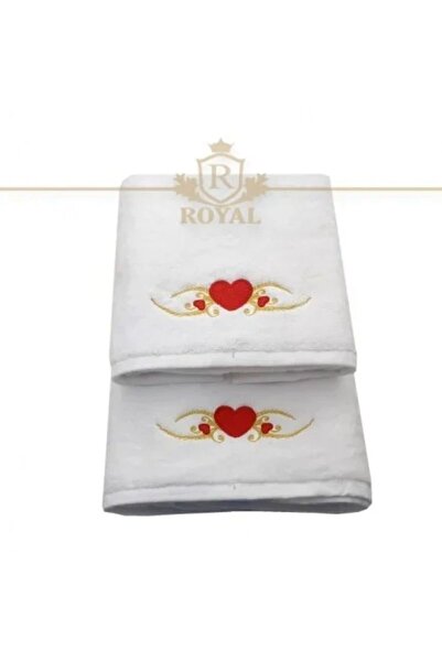 H Hotel Supplier Set of 2 Embroidered Bath Towels White with color embroidery...