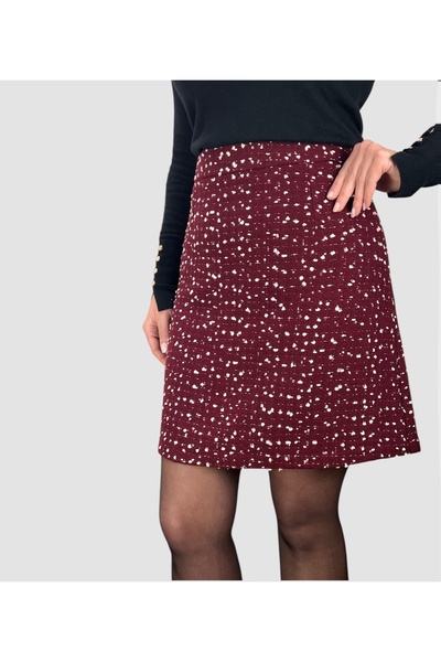 ABAS Tüvit Kumaş Bordo Mini Boy Çan Model Astarlı Etek