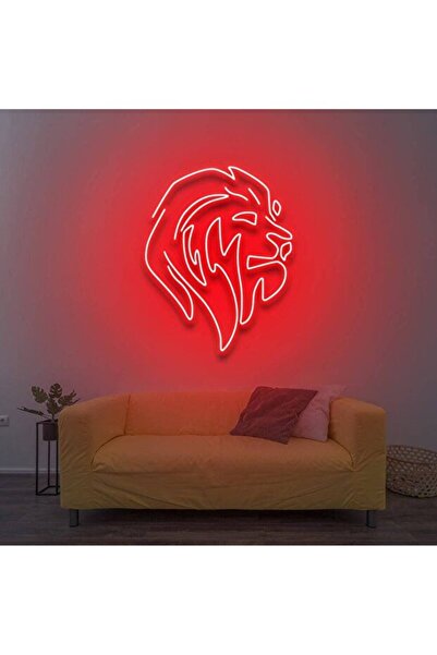 dekoraven Aslan Figürü Neon Tabela | LED Işıklı Duvar Dekoru | Kafe Bar Ofis ...