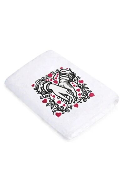 H Hotel Supplier Hand embroidered bath towel, 100% cotton, white, 70x140cm - ...