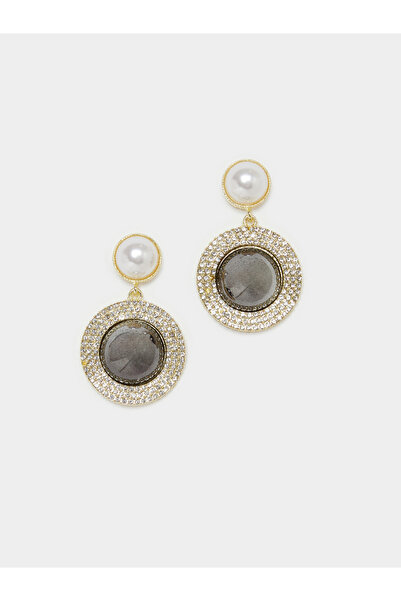 Styli Gold Tone Pearl and Crystal Dangle Earrings