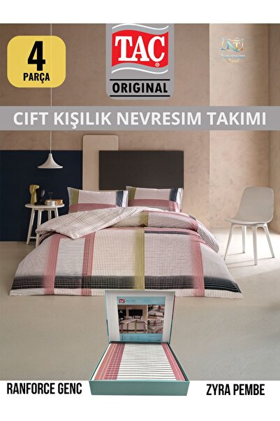 Taç ZYRA PEMBE Ranforce Genç modasi Çift Kişilik Nevresim Takımı