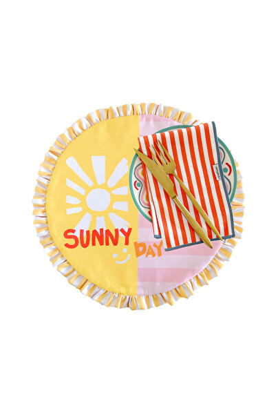 RİTMOHOME Fırfırlı, Yuvarlak, Güneşli, Desenli, Baskılı, Renkli, Çizgili Amer...