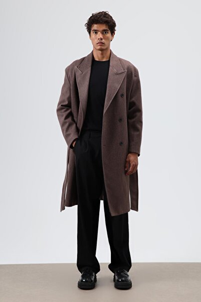 VAMOSCLO Oversize Double-Breasted Cashmere Coat Light Brown