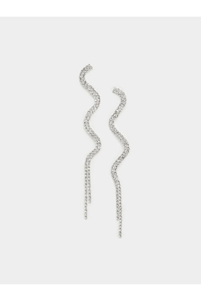 Styli Silver Crystal Dangle Earrings