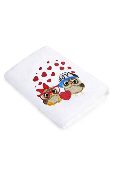H Hotel Supplier Embroidered bath towel owls, 100% cotton, white, 70x140cm - ...