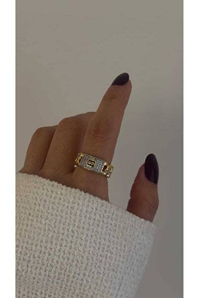 Regina Accessories Altın Kaplama Işıltılı Zincir Form Yüzük Ayarlanabilir