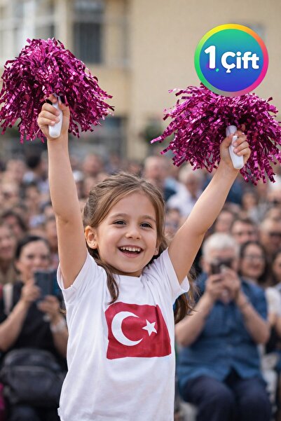 TOYFEST PonPon Металічний Блискучий Фуксія Фіолетовий Amigo з ручкою Міцний Л...