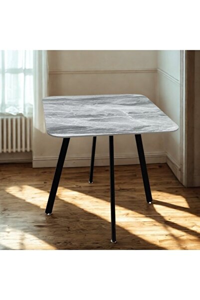 smart home Square Cafe Table 80×80 cm – Ceramic Top & Sturdy Metal Base for H...